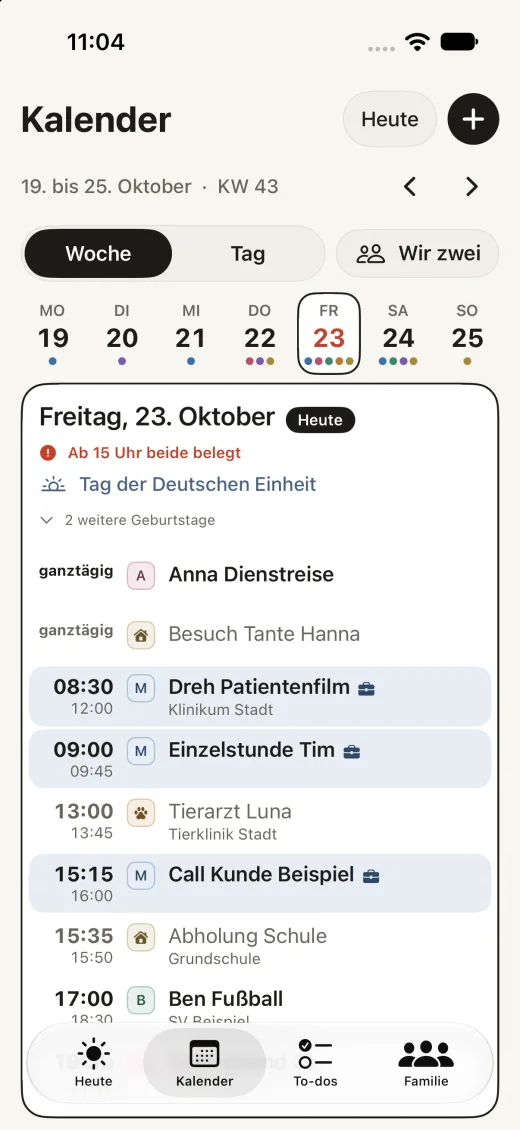 Rudelradar: Wochenkalender der Familie